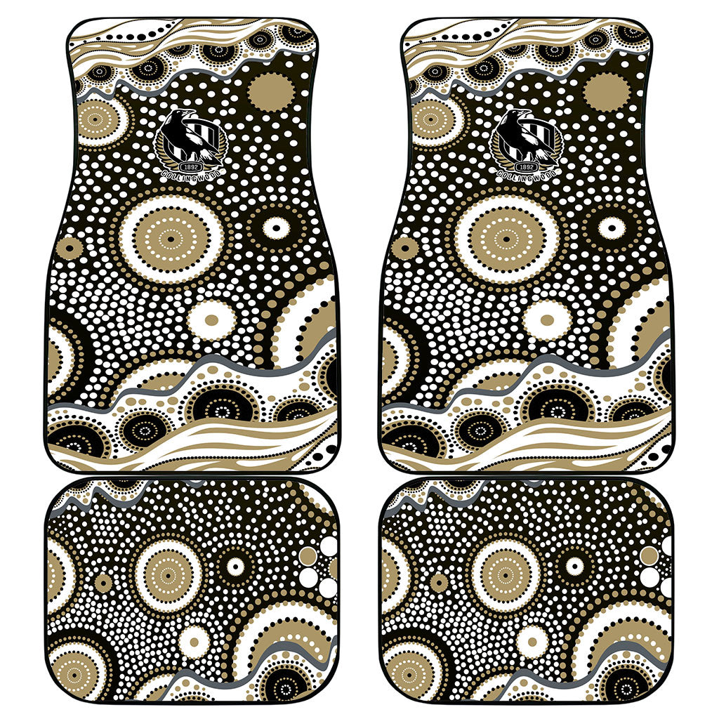Collingwood Magpies Car Mats Aboriginal Dot Pattern - Football Mascot Heritage Pride