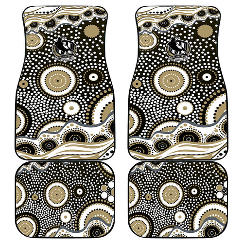 Collingwood Magpies Car Mats Aboriginal Dot Pattern - Football Mascot Heritage Pride