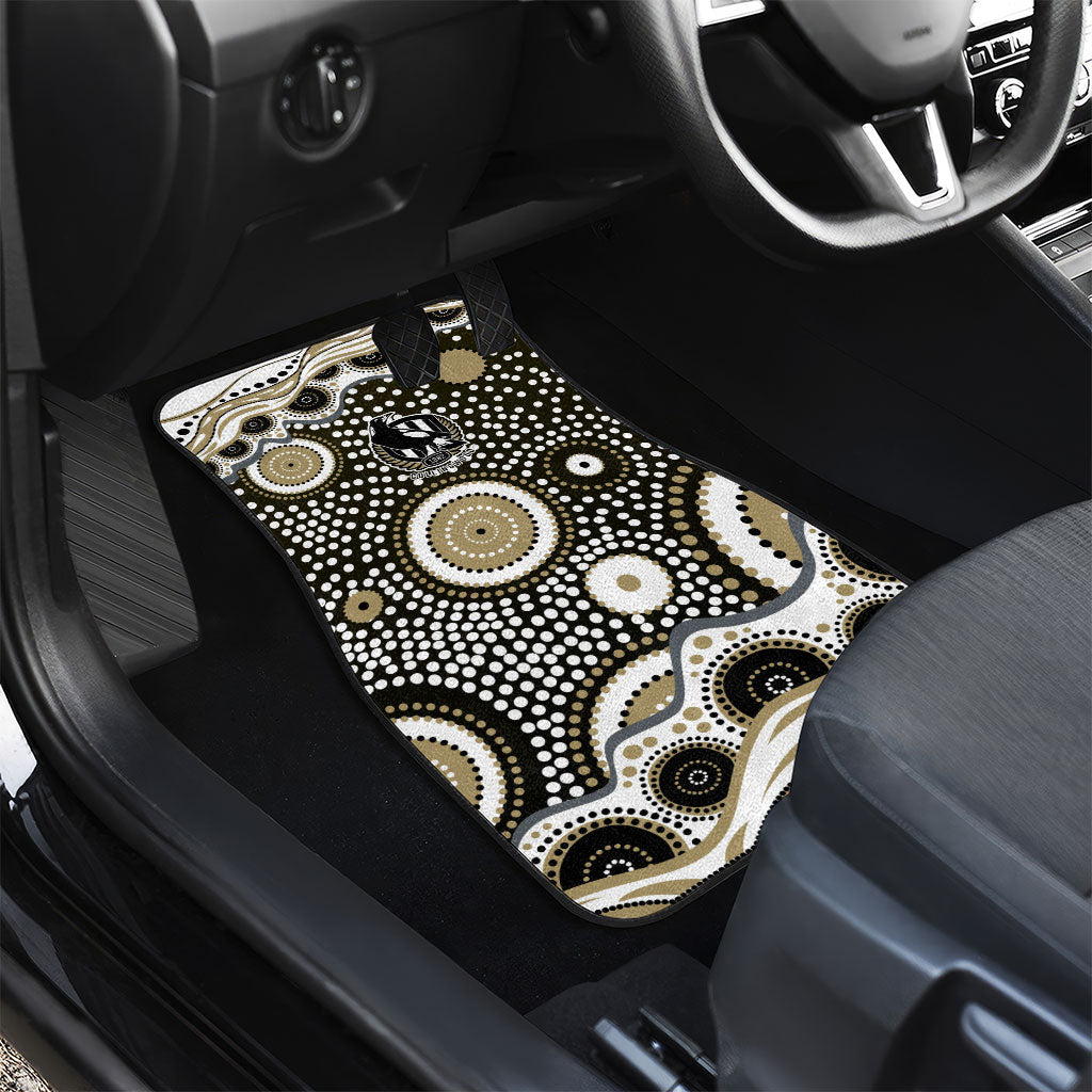 Collingwood Magpies Car Mats Aboriginal Dot Pattern - Football Mascot Heritage Pride