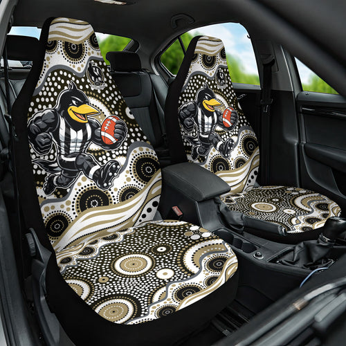 Collingwood Magpies Car Seat Cover Aboriginal Dot Pattern - Football Mascot Heritage Pride