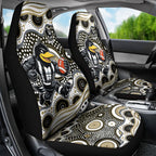 Collingwood Magpies Car Seat Cover Aboriginal Dot Pattern - Football Mascot Heritage Pride