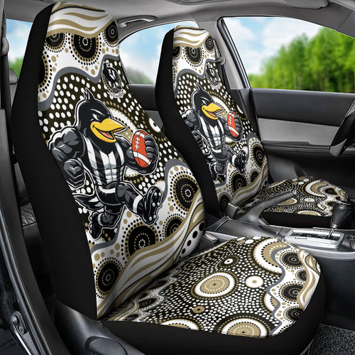 Collingwood Magpies Car Seat Cover Aboriginal Dot Pattern - Football Mascot Heritage Pride