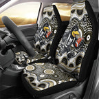 Collingwood Magpies Car Seat Cover Aboriginal Dot Pattern - Football Mascot Heritage Pride