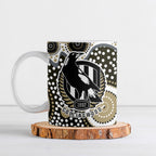 Collingwood Magpies Ceramic Mug Aboriginal Dot Pattern - Football Mascot Heritage Pride
