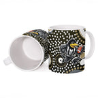 Collingwood Magpies Ceramic Mug Aboriginal Dot Pattern - Football Mascot Heritage Pride