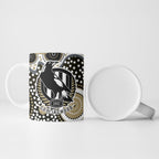 Collingwood Magpies Ceramic Mug Aboriginal Dot Pattern - Football Mascot Heritage Pride