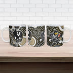 Collingwood Magpies Ceramic Mug Aboriginal Dot Pattern - Football Mascot Heritage Pride