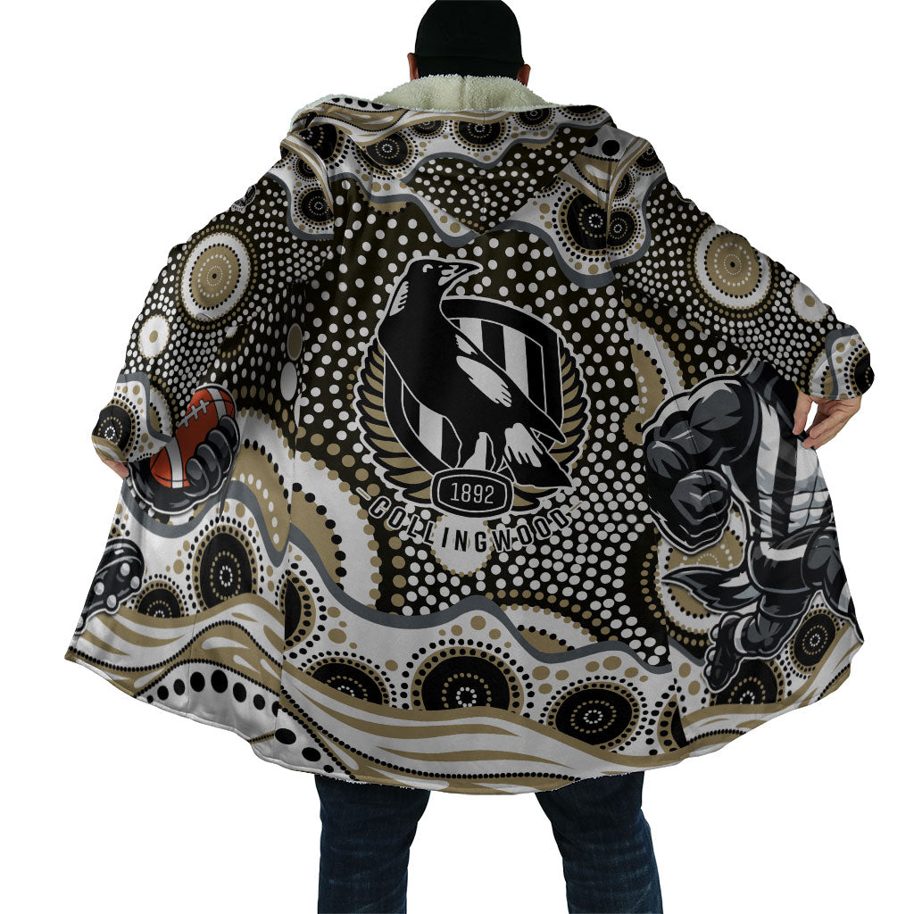 Collingwood Magpies Cloak Aboriginal Dot Pattern - Football Mascot Heritage Pride