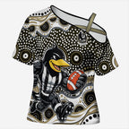 Collingwood Magpies Cross Shoulder Shirt Aboriginal Dot Pattern - Football Mascot Heritage Pride