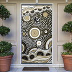 Collingwood Magpies Door Cover Aboriginal Dot Pattern - Football Mascot Heritage Pride