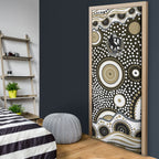 Collingwood Magpies Door Cover Aboriginal Dot Pattern - Football Mascot Heritage Pride