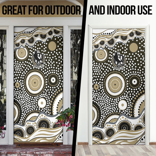 Collingwood Magpies Door Cover Aboriginal Dot Pattern - Football Mascot Heritage Pride