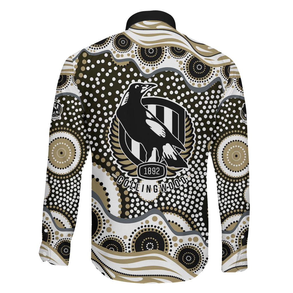 Collingwood Magpies Family Matching Puletasi and Hawaiian Shirt Aboriginal Dot Pattern - Football Mascot Heritage Pride