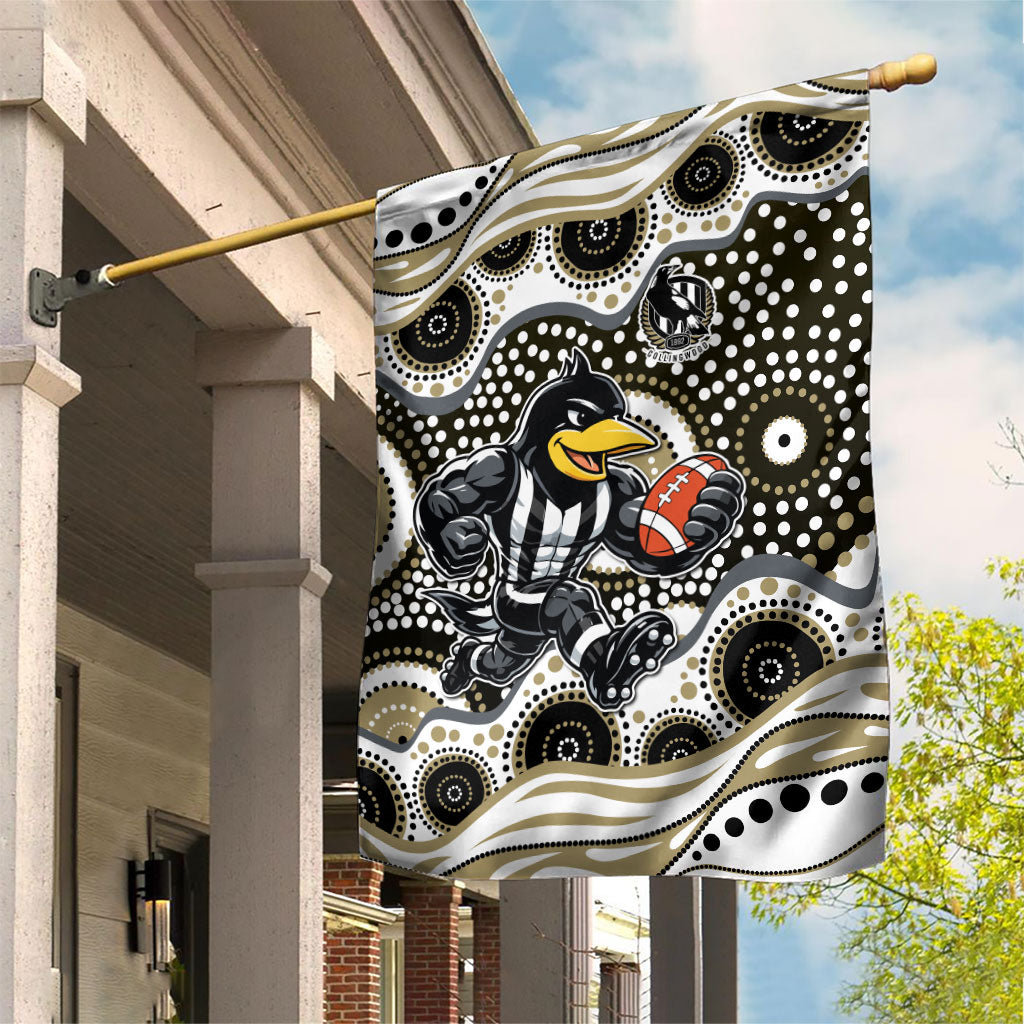 Collingwood Magpies Garden Flag Aboriginal Dot Pattern - Football Mascot Heritage Pride