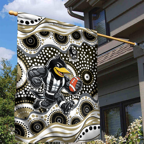 Collingwood Magpies Garden Flag Aboriginal Dot Pattern - Football Mascot Heritage Pride