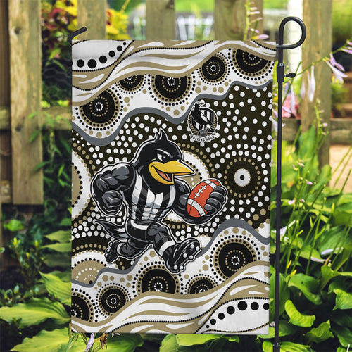 Collingwood Magpies Garden Flag Aboriginal Dot Pattern - Football Mascot Heritage Pride