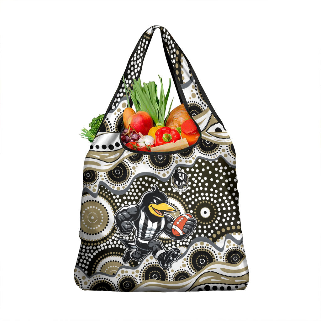 Collingwood Magpies Grocery Bag Aboriginal Dot Pattern - Football Mascot Heritage Pride
