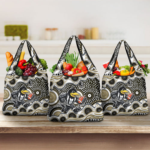 Collingwood Magpies Grocery Bag Aboriginal Dot Pattern - Football Mascot Heritage Pride