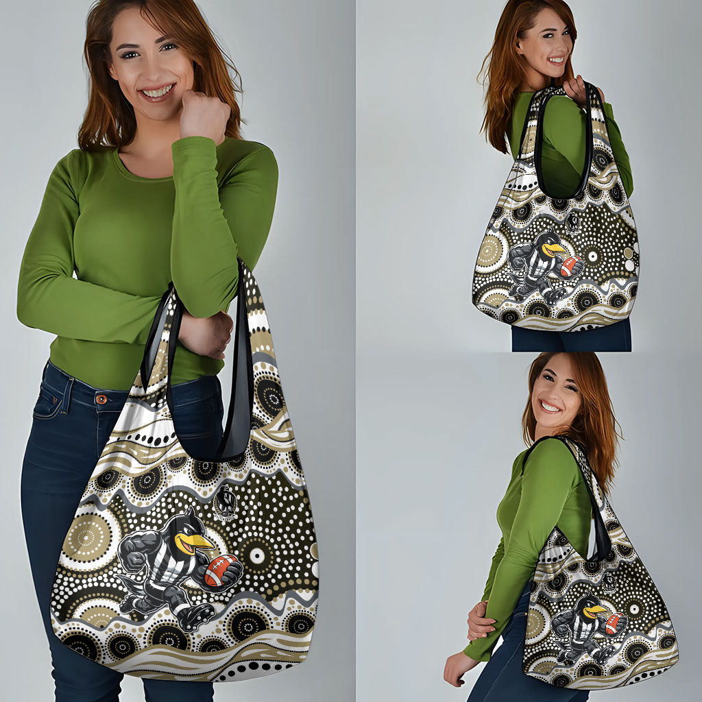Collingwood Magpies Grocery Bag Aboriginal Dot Pattern - Football Mascot Heritage Pride