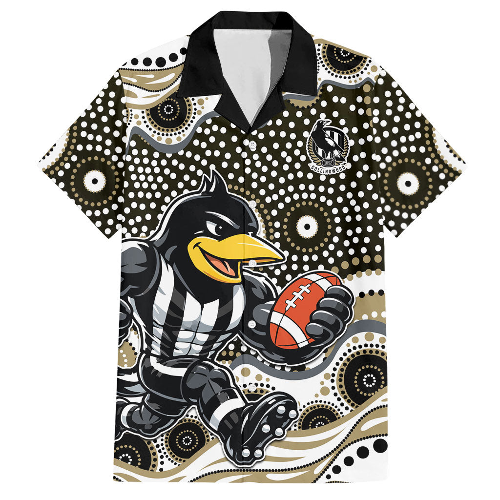 Collingwood Magpies Hawaiian Shirt Aboriginal Dot Pattern - Football Mascot Heritage Pride
