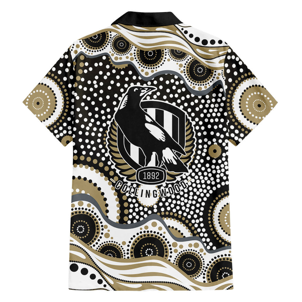 Collingwood Magpies Hawaiian Shirt Aboriginal Dot Pattern - Football Mascot Heritage Pride