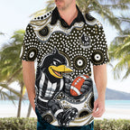 Collingwood Magpies Hawaiian Shirt Aboriginal Dot Pattern - Football Mascot Heritage Pride