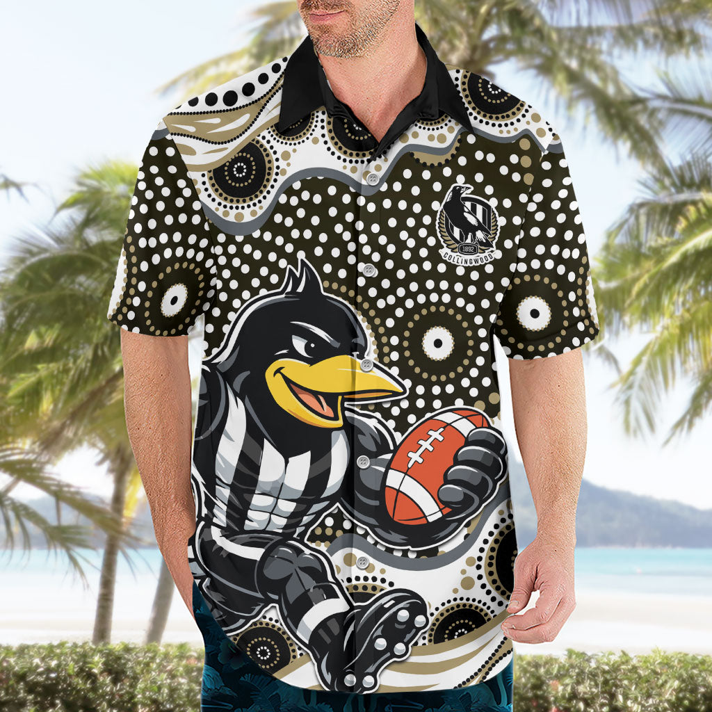 Collingwood Magpies Hawaiian Shirt Aboriginal Dot Pattern - Football Mascot Heritage Pride