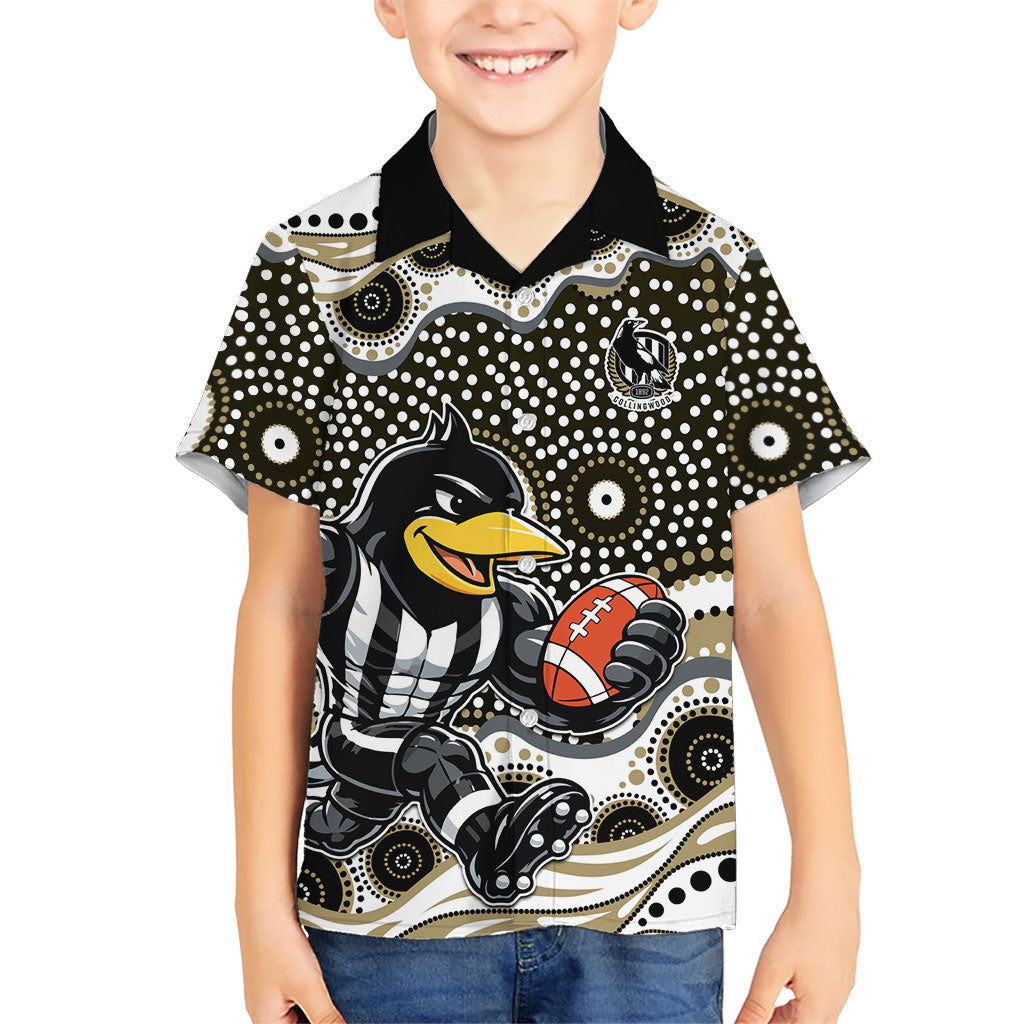 Collingwood Magpies Hawaiian Shirt Aboriginal Dot Pattern - Football Mascot Heritage Pride