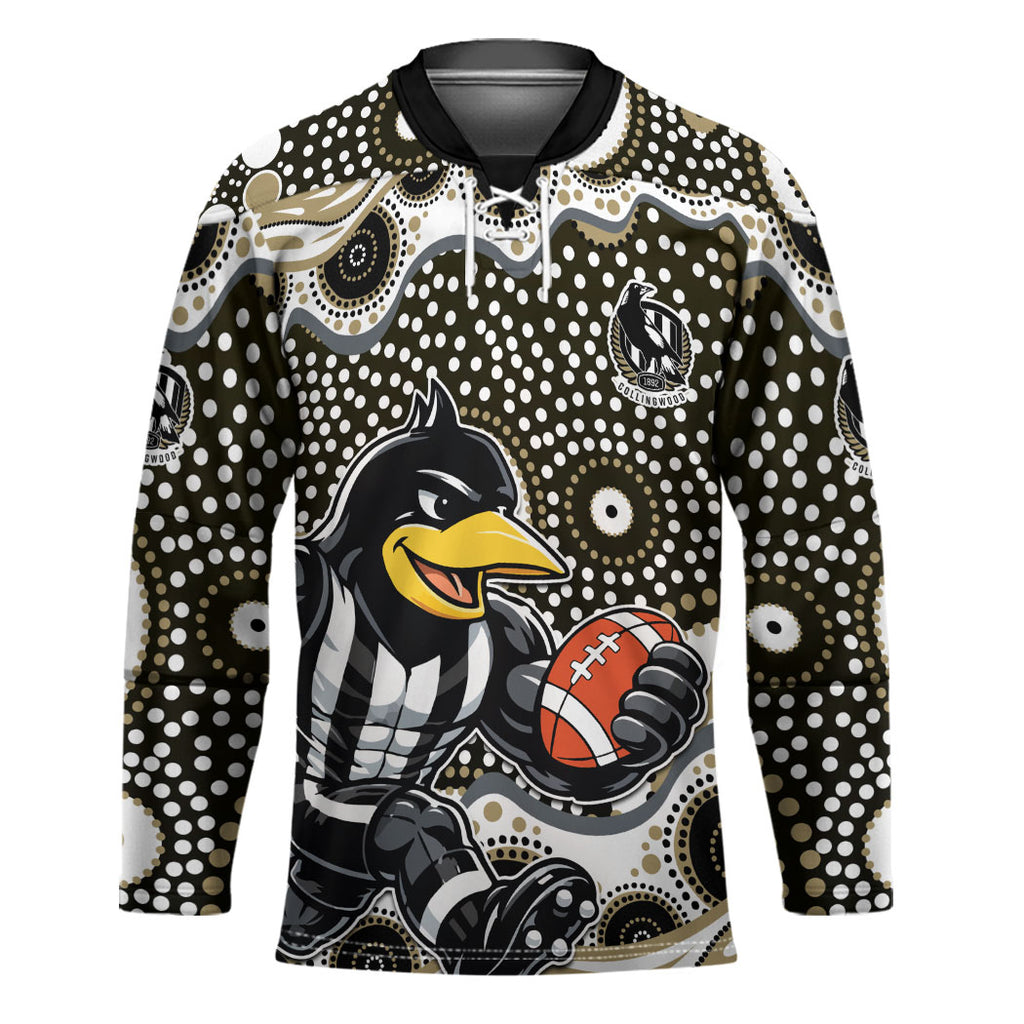 Collingwood Magpies Hockey Jersey Aboriginal Dot Pattern - Football Mascot Heritage Pride
