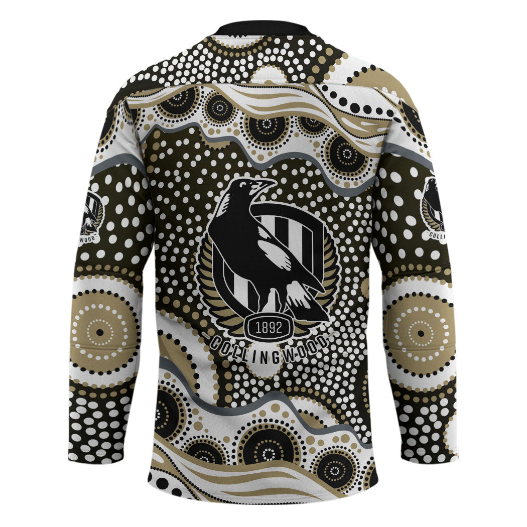 Collingwood Magpies Hockey Jersey Aboriginal Dot Pattern - Football Mascot Heritage Pride