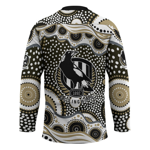 Collingwood Magpies Hockey Jersey Aboriginal Dot Pattern - Football Mascot Heritage Pride