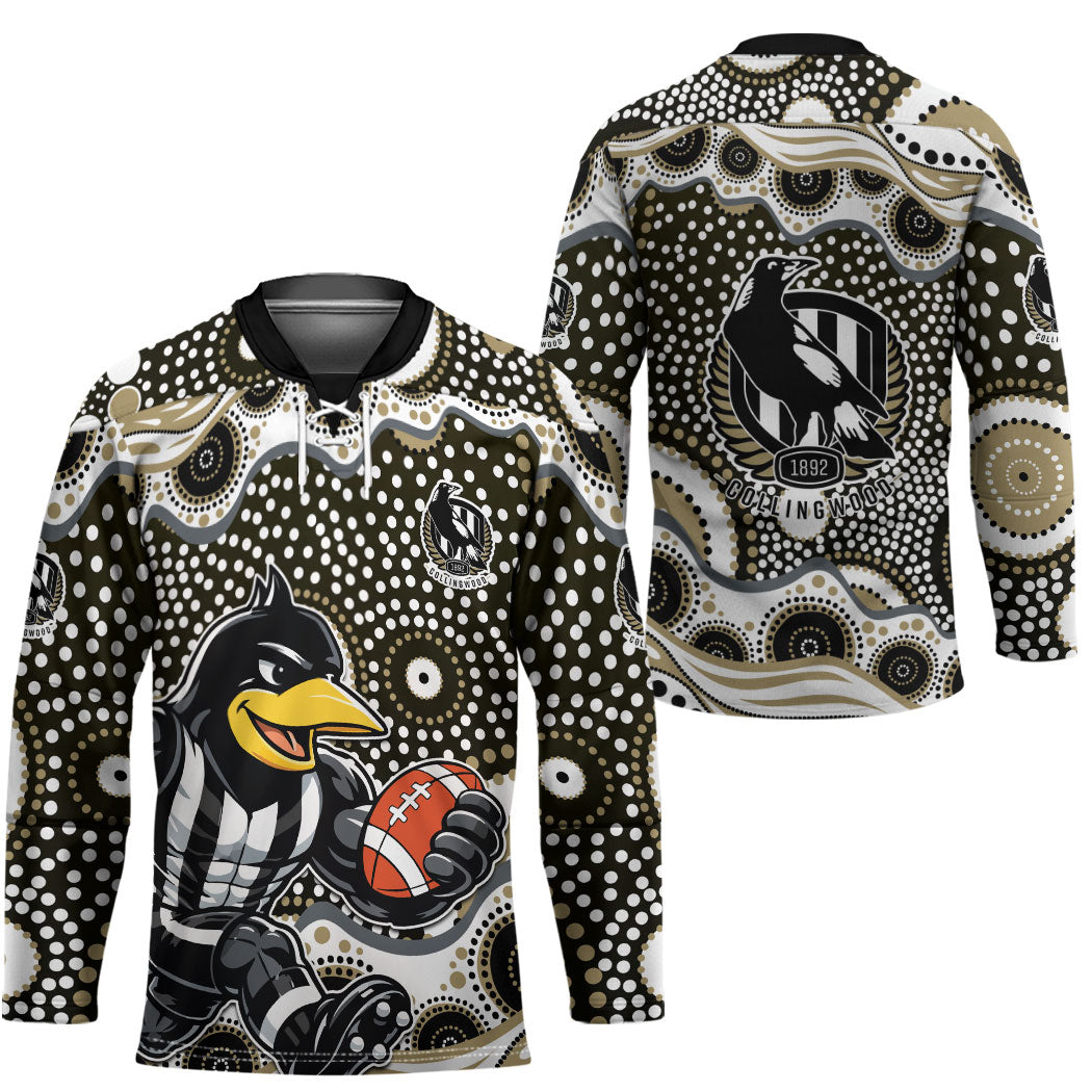 Collingwood Magpies Hockey Jersey Aboriginal Dot Pattern - Football Mascot Heritage Pride