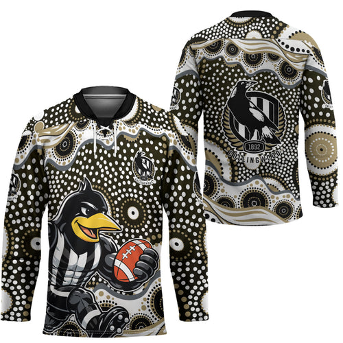 Collingwood Magpies Hockey Jersey Aboriginal Dot Pattern - Football Mascot Heritage Pride