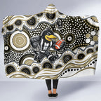 Collingwood Magpies Hooded Blanket Aboriginal Dot Pattern - Football Mascot Heritage Pride