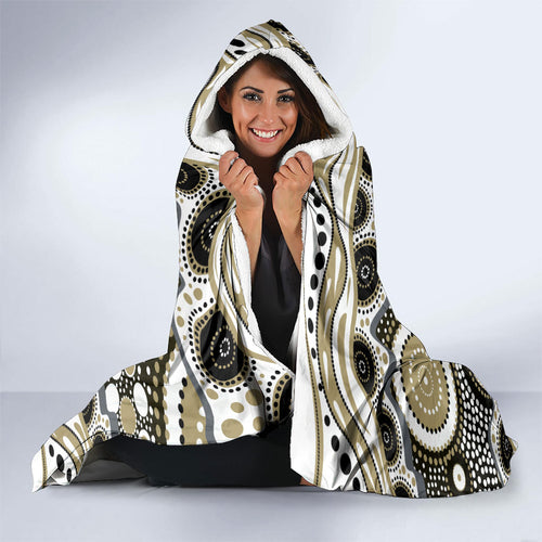 Collingwood Magpies Hooded Blanket Aboriginal Dot Pattern - Football Mascot Heritage Pride