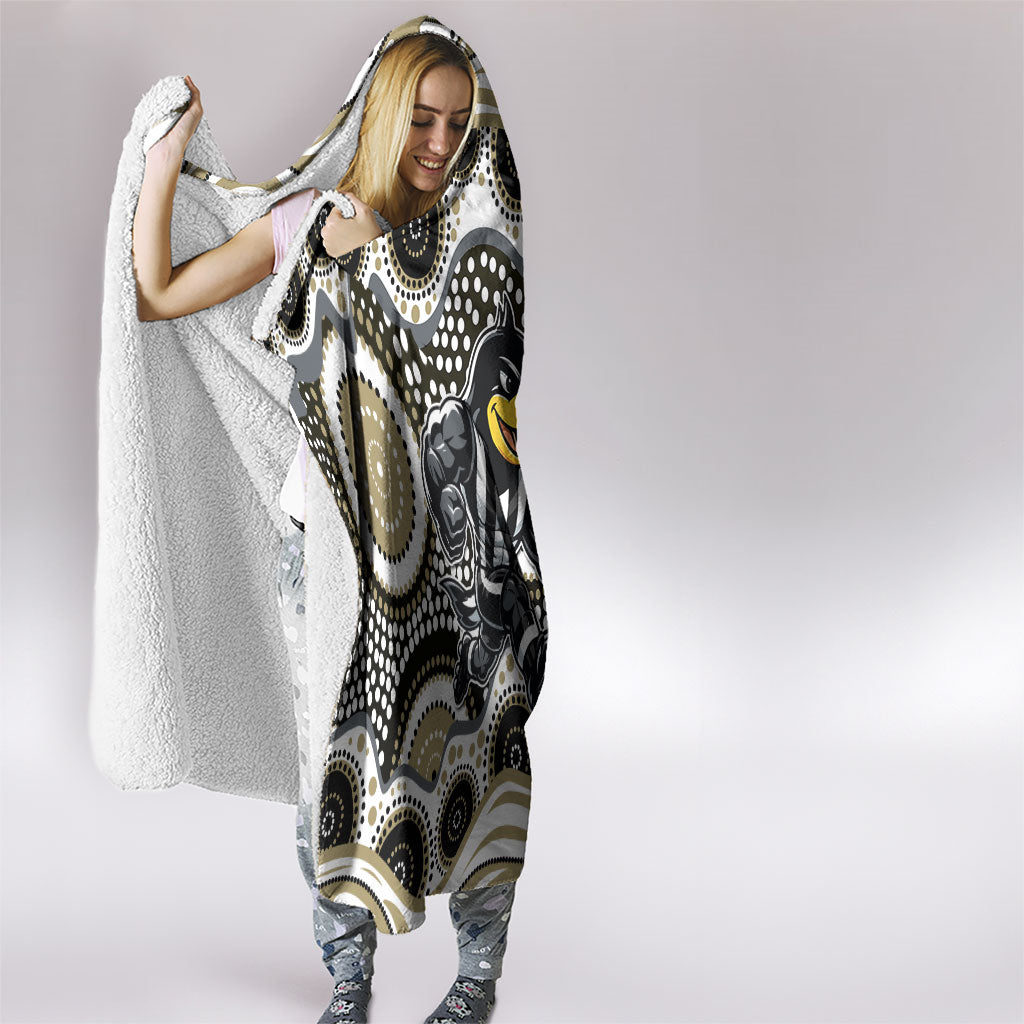 Collingwood Magpies Hooded Blanket Aboriginal Dot Pattern - Football Mascot Heritage Pride