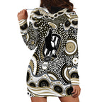 Collingwood Magpies Hoodie Dress Aboriginal Dot Pattern - Football Mascot Heritage Pride