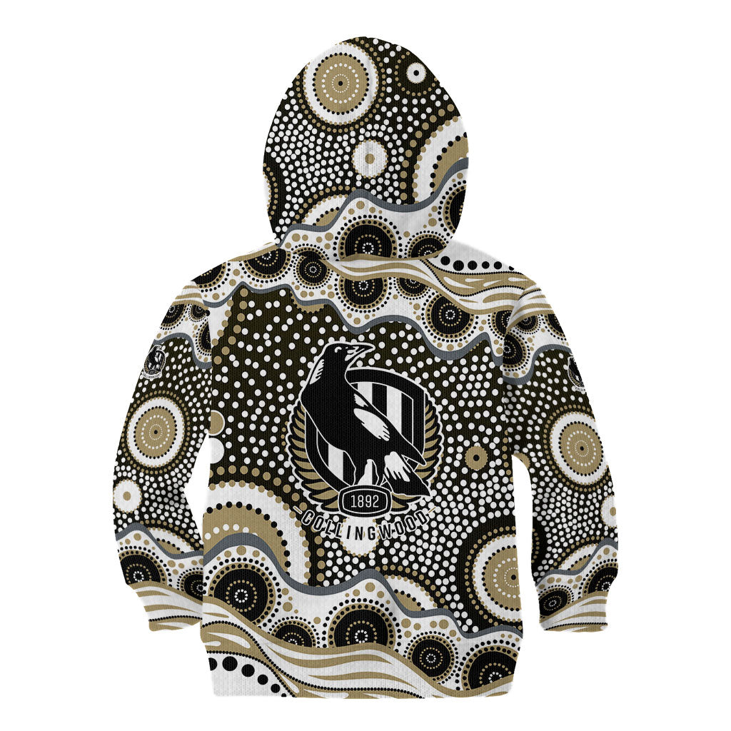 Collingwood Magpies Kid Hoodie Aboriginal Dot Pattern - Football Mascot Heritage Pride