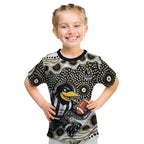 Collingwood Magpies Kid T Shirt Aboriginal Dot Pattern - Football Mascot Heritage Pride