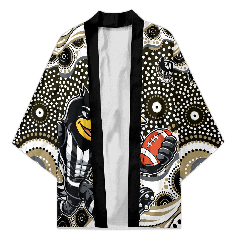 Collingwood Magpies Kimono Aboriginal Dot Pattern - Football Mascot Heritage Pride
