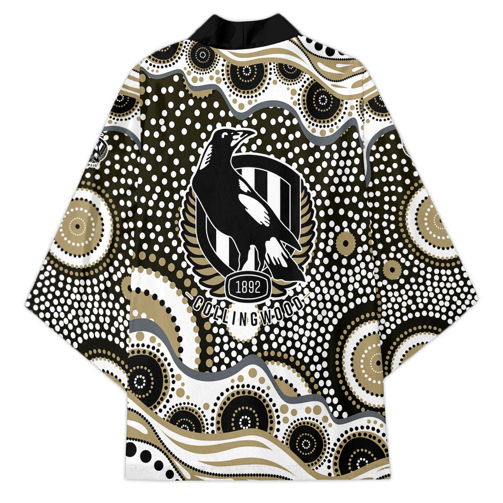 Collingwood Magpies Kimono Aboriginal Dot Pattern - Football Mascot Heritage Pride