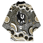 Collingwood Magpies Kimono Aboriginal Dot Pattern - Football Mascot Heritage Pride