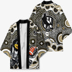 Collingwood Magpies Kimono Aboriginal Dot Pattern - Football Mascot Heritage Pride