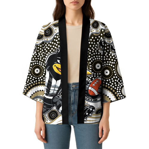 Collingwood Magpies Kimono Aboriginal Dot Pattern - Football Mascot Heritage Pride