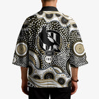 Collingwood Magpies Kimono Aboriginal Dot Pattern - Football Mascot Heritage Pride