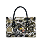 Collingwood Magpies Leather Bag Aboriginal Dot Pattern - Football Mascot Heritage Pride