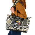 Collingwood Magpies Leather Tote Bag Aboriginal Dot Pattern - Football Mascot Heritage Pride