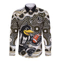 Collingwood Magpies Long Sleeve Button Shirt Aboriginal Dot Pattern - Football Mascot Heritage Pride