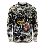 Collingwood Magpies Long Sleeve Shirt Aboriginal Dot Pattern - Football Mascot Heritage Pride