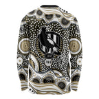 Collingwood Magpies Long Sleeve Shirt Aboriginal Dot Pattern - Football Mascot Heritage Pride